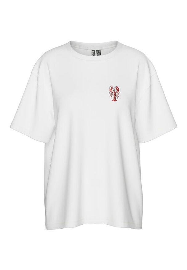 Pieces T-Shirt Tobster 17160811 Biały Oversize. Kolor: biały. Materiał: bawełna