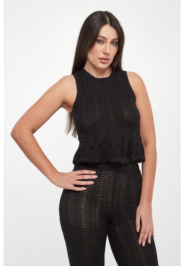 Twinset Milano - Top damski ażurowy TWINSET. Wzór: ażurowy