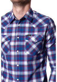 Lee - KOSZULA LEE WESTERN SHIRT LIMOGES L643GIFE. Kolor: niebieski. Materiał: materiał. Wzór: kratka #5