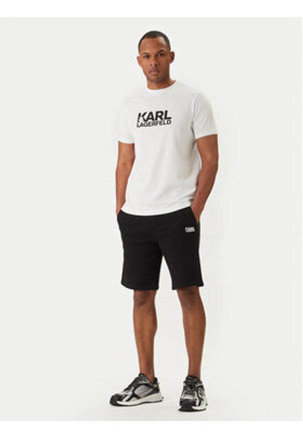 Karl Lagerfeld - KARL LAGERFELD T-Shirt 755780 500235 Biały Regular Fit. Typ kołnierza: dekolt w karo. Kolor: biały. Materiał: bawełna