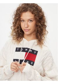 Tommy Jeans Sweter Center Flag DW0DW16528 Écru Regular Fit. Materiał: syntetyk #3