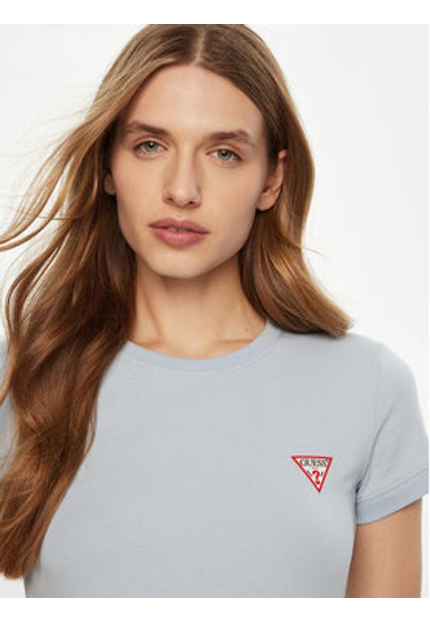 Guess T-Shirt SS CN MINI TRIANGLE Niebieski Shirt Fit. Kolor: niebieski. Materiał: bawełna