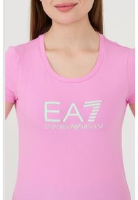 EA7 Emporio Armani - EA7 Różowy damski t-shirt, Rozmiar S. Kolor: różowy #4