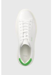 BOSS buty skórzane Amber LowCut kolor biały. Nosek buta: okrągły. Zapięcie: sznurówki. Kolor: biały. Materiał: skóra. Obcas: na platformie