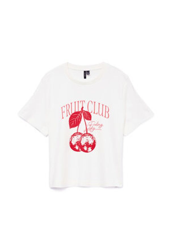 Vero Moda T-Shirt Yma 10338503 Biały Regular Fit. Kolor: biały. Materiał: bawełna