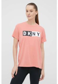 DKNY - Dkny - T-shirt DP1T5894 damski kolor różowy. Kolor: różowy. Wzór: nadruk #1