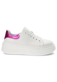DAMISS - Białe Sneakersy Damiss Wygodne Skórzane Buty Damskie. Kolor: biały. Materiał: skóra. Szerokość cholewki: normalna #5