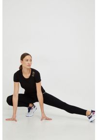 EA7 Emporio Armani legginsy damskie kolor czarny z nadrukiem. Kolor: czarny. Materiał: dzianina. Wzór: nadruk #3