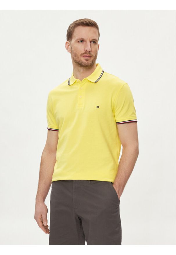 TOMMY HILFIGER - Tommy Hilfiger Polo 1985 MW0MW30750 Żółty Slim Fit. Typ kołnierza: polo. Kolor: żółty. Materiał: bawełna