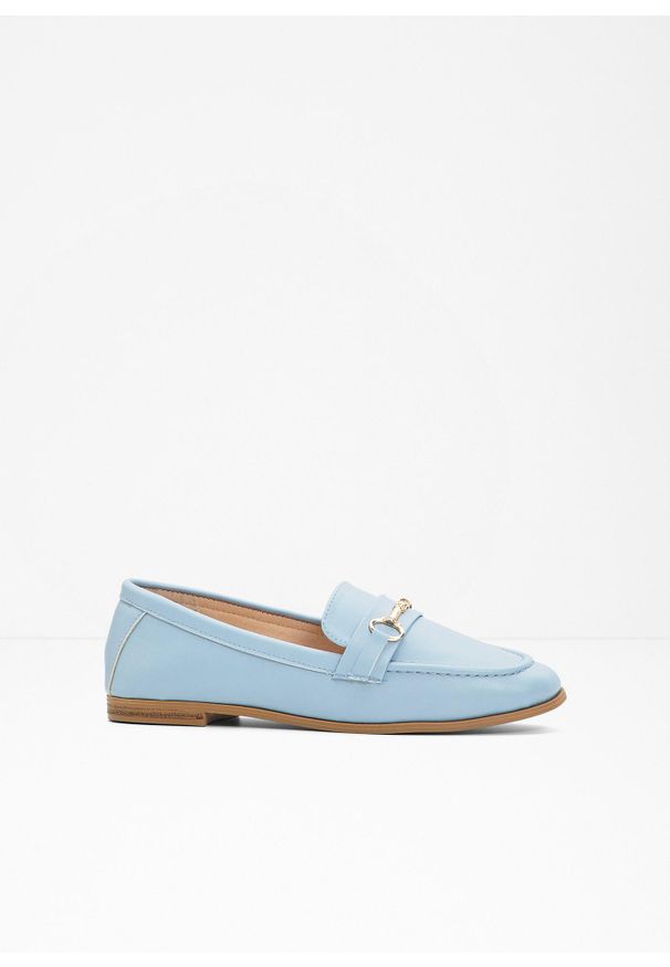 bonprix - Półbuty wsuwane loafer. Zapięcie: bez zapięcia. Kolor: niebieski. Styl: elegancki