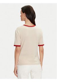 TOMMY HILFIGER - Tommy Hilfiger T-Shirt Varsity Ringer WW0WW42585 Beżowy Regular Fit. Kolor: beżowy. Materiał: wiskoza, bawełna #4