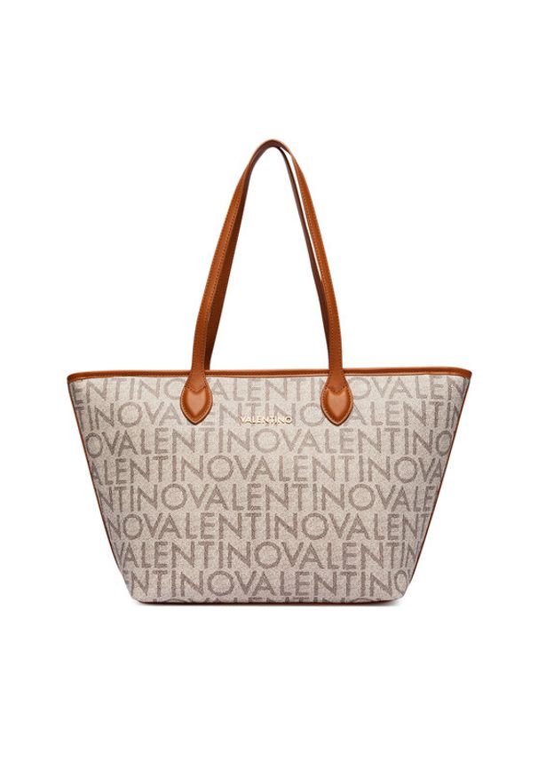 VALENTINO - Valentino Torebka Logo VBSA1F02 Beżowy. Kolor: beżowy. Materiał: skórzane