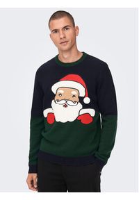 Only & Sons Sweter Xmas 22023346 Granatowy Regular Fit. Kolor: niebieski. Materiał: syntetyk #6