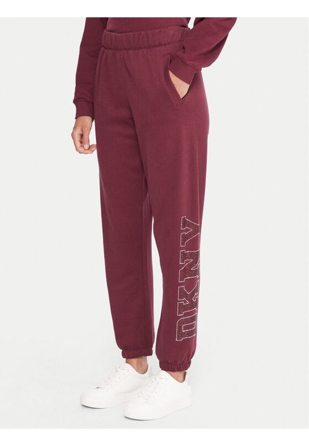 DKNY Sport Spodnie dresowe DP5P3737 Bordowy Regular Fit. Kolor: czerwony. Materiał: bawełna
