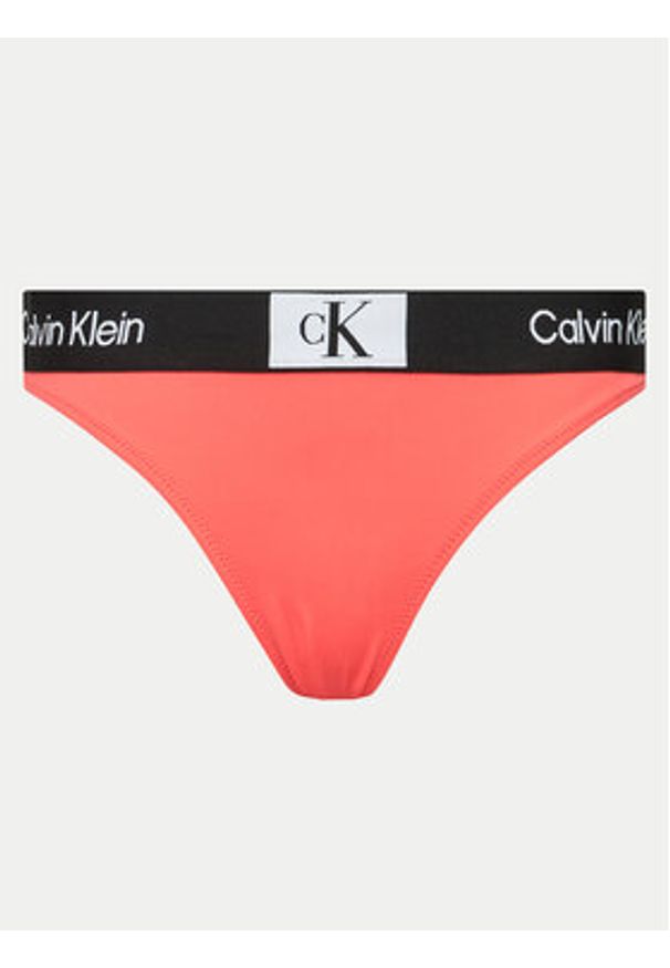 Calvin Klein Swimwear Dół od bikini KW0KW02352 Koralowy. Kolor: pomarańczowy. Materiał: syntetyk
