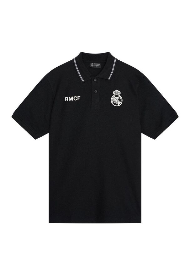 Real Madrid polo męskie. Typ kołnierza: polo. Kolor: czarny. Materiał: bawełna