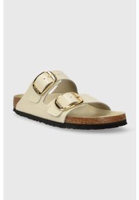 Birkenstock klapki skórzane Arizona damskie kolor beżowy 1026128. Kolor: beżowy. Materiał: skóra #3