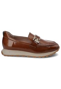 Brązowe Półbuty Hispanitas Mokasyny Premium. Okazja: na co dzień, na spacer. Zapięcie: klamry. Kolor: brązowy. Materiał: skóra, lakier. Styl: klasyczny, casual, elegancki #4