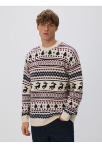 Reserved - Sweter ze świątecznym motywem - wielobarwny. Materiał: dzianina. Styl: wizytowy #1