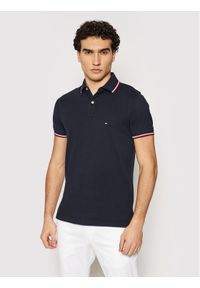 TOMMY HILFIGER - Tommy Hilfiger Polo Tipped MW0MW13080 Granatowy Slim Fit. Typ kołnierza: polo. Kolor: niebieski. Materiał: bawełna