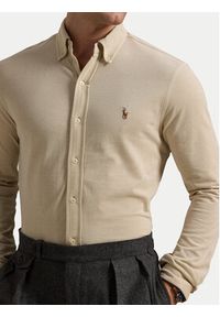 Polo Ralph Lauren Koszula 710932545007 Beżowy Custom Fit. Typ kołnierza: polo. Kolor: beżowy. Materiał: bawełna #3