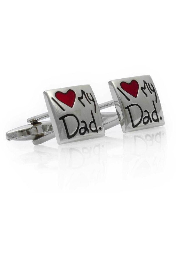 Modini - Srebrne spinki do mankietów - I love my Dad A226. Kolor: srebrny