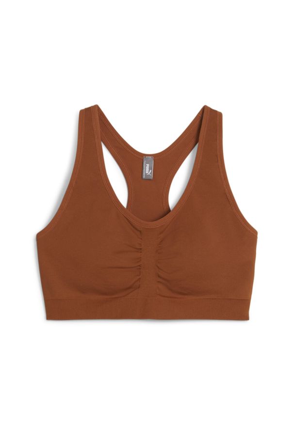 Stanik sportowy damski Puma. Kolor: brązowy. Materiał: syntetyk, materiał. Sport: fitness