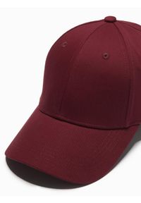 Ombre Clothing - Męska jednokolorowa czapka z daszkiem bejsbolówka – bordowa V3. Kolor: czerwony. Materiał: bawełna. Wzór: ze splotem. Styl: klasyczny, sportowy, casual #3