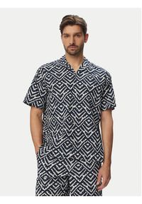 Jack & Jones Komplet koszula i szorty materiałowe Milo Seersucker Resort 12297829 Granatowy Loose Fit. Kolor: niebieski. Materiał: bawełna #5