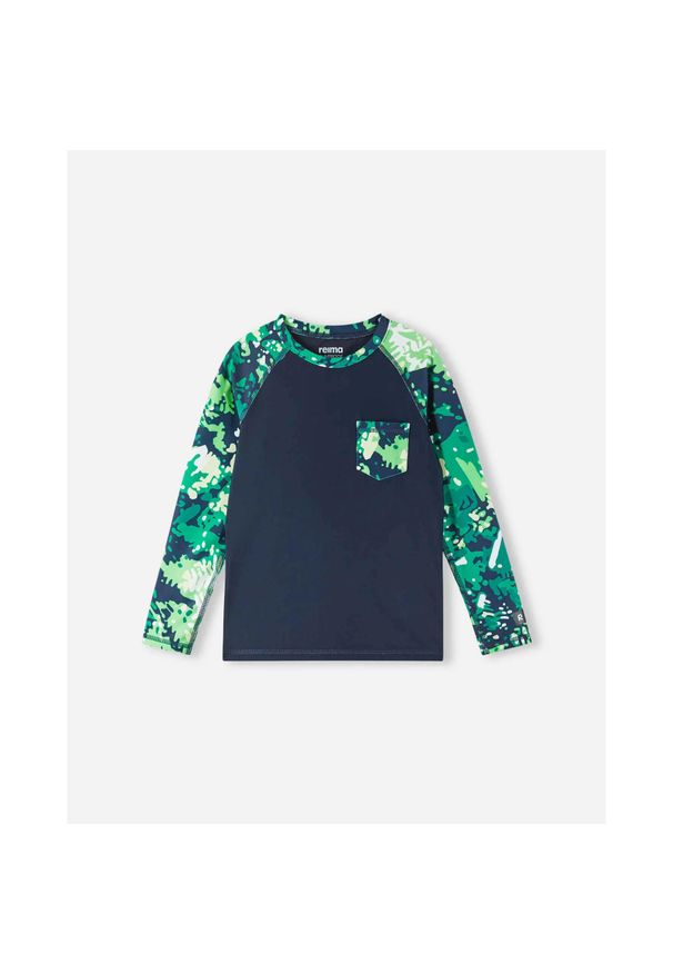 Koszulka kąpielowa dla dzieci z ochroną UV Reima Kroolaus. Kolor: niebieski. Długość rękawa: długi rękaw