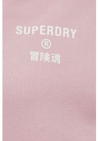 Superdry bluza bawełniana damska kolor różowy z nadrukiem. Kolor: różowy. Materiał: bawełna. Długość: krótkie. Wzór: nadruk #3