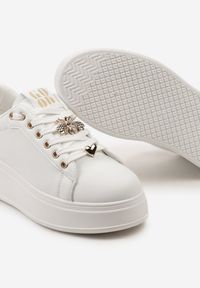 Born2be - Złote Sneakersy Zephima. Kolor: biały. Szerokość cholewki: normalna. Wzór: gładki #6