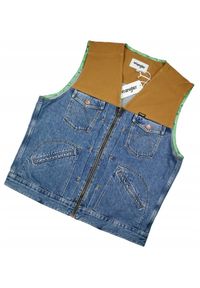 Wrangler - WRANGLER BANDANA VEST MĘSKI BEZRĘKAWNIK JEANSOWY JEANS W453RI34V. Materiał: jeans. Długość rękawa: bez rękawów