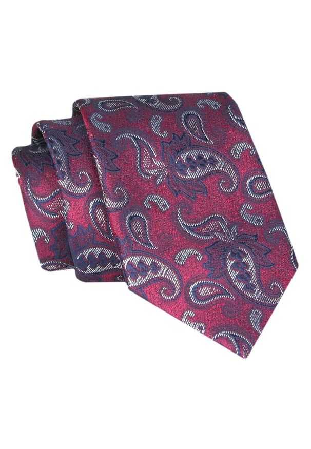 Męski Krawat - Bordo, Duży Wzór Paisley - Angelo di Monti. Kolor: czerwony. Materiał: tkanina. Wzór: paisley. Styl: elegancki, wizytowy