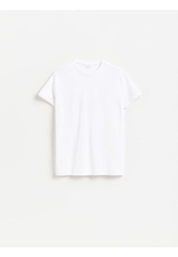 Reserved - Bawełniany t-shirt slim fit - biały. Kolor: biały. Materiał: bawełna