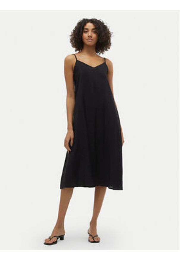 Vero Moda Sukienka letnia Josie 10303398 Czarny Regular Fit. Kolor: czarny. Materiał: wiskoza. Sezon: lato