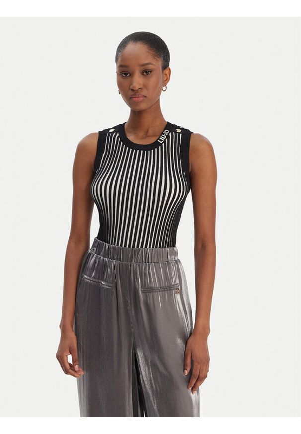 Liu Jo Sport Sweter TA6064 MS55N Czarny Regular Fit. Kolor: czarny. Materiał: wiskoza. Styl: sportowy