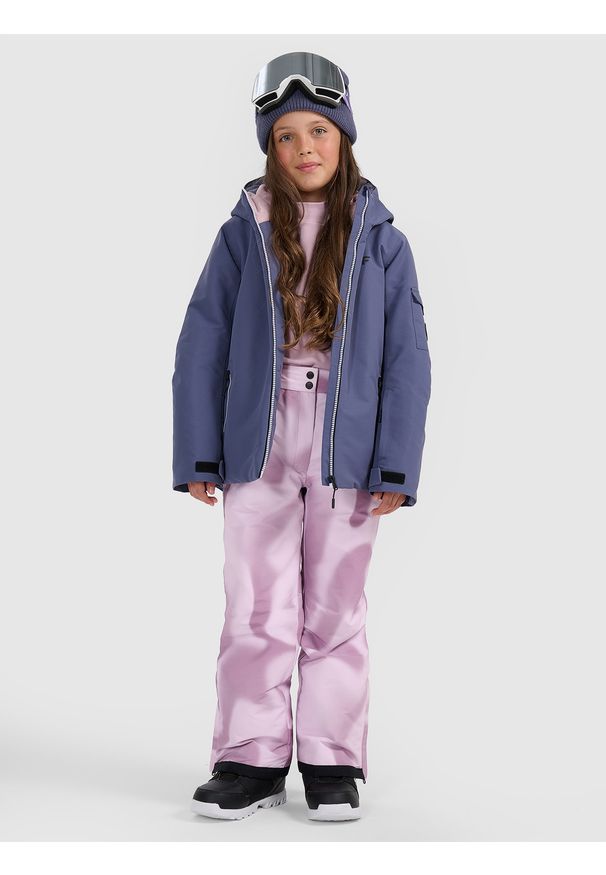 4f - 4F Kurtka snowboardowa membrana 8000 dziewczęca - granatowa 140 (9-10 lat). Kolor: niebieski. Materiał: poliester, materiał. Sezon: lato