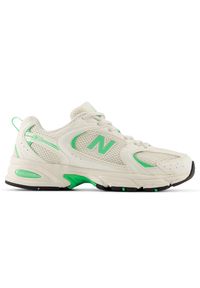 Buty unisex New Balance U530CSI – białe. Kolor: biały. Materiał: materiał, syntetyk. Szerokość cholewki: normalna. Sezon: lato. Sport: turystyka piesza