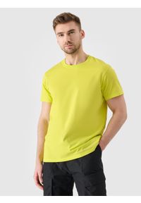 4f - 4F T-shirt regular z nadrukiem męski - zielony XL. Okazja: na co dzień. Kolor: zielony. Materiał: dzianina, jersey, bawełna. Długość rękawa: krótki rękaw. Długość: krótkie. Wzór: nadruk. Styl: casual, klasyczny, sportowy #1