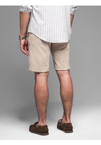 Ombre Clothing - Męskie krótkie spodenki SLIM FIT z melanżowej strukturalnej dzianiny – piaskowe V3 - Rozmiar: M. Materiał: dzianina. Długość: krótkie. Wzór: melanż. Styl: wakacyjny #6