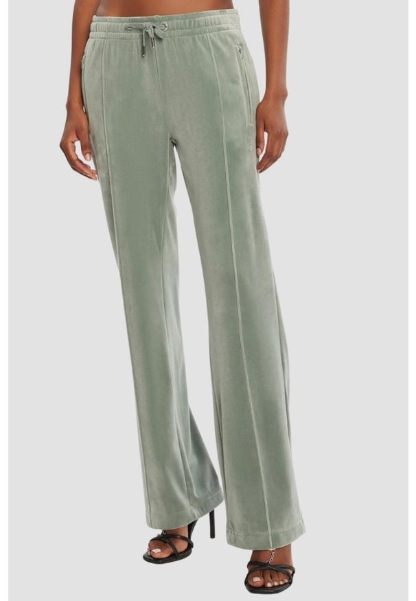 Juicy Couture - JUICY COUTURE Zielone damskie spodnie z cyrkoniami Tina, Rozmiar S. Kolor: zielony. Materiał: materiał