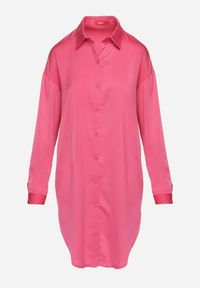 Born2be - Różowa Koszula na Guziki o Przedłużonym Kroju Alephio. Kolor: różowy. Materiał: materiał. Długość: długie. Styl: elegancki