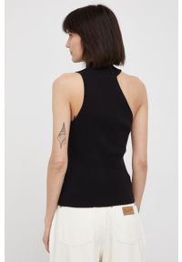 DKNY - Dkny top P2ASAA41 damski kolor czarny z półgolfem. Typ kołnierza: dekolt halter. Kolor: czarny. Materiał: dzianina #4