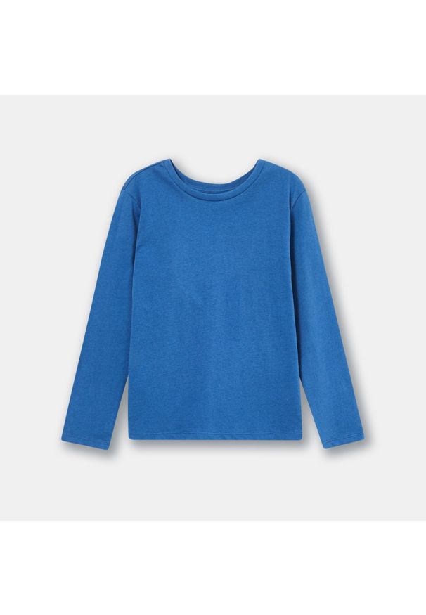 Sinsay - Gładka koszulka z miękkiej dzianiny - Niebieski. Kolor: niebieski. Materiał: dzianina. Wzór: gładki