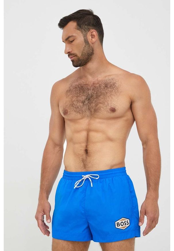 BOSS szorty kąpielowe kolor niebieski. Kolor: niebieski