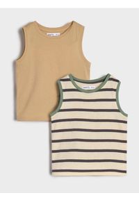 Sinsay - Bawełniane koszulki bez rękawów 2 pack - kremowy. Kolor: kremowy. Materiał: bawełna. Długość rękawa: bez rękawów #1