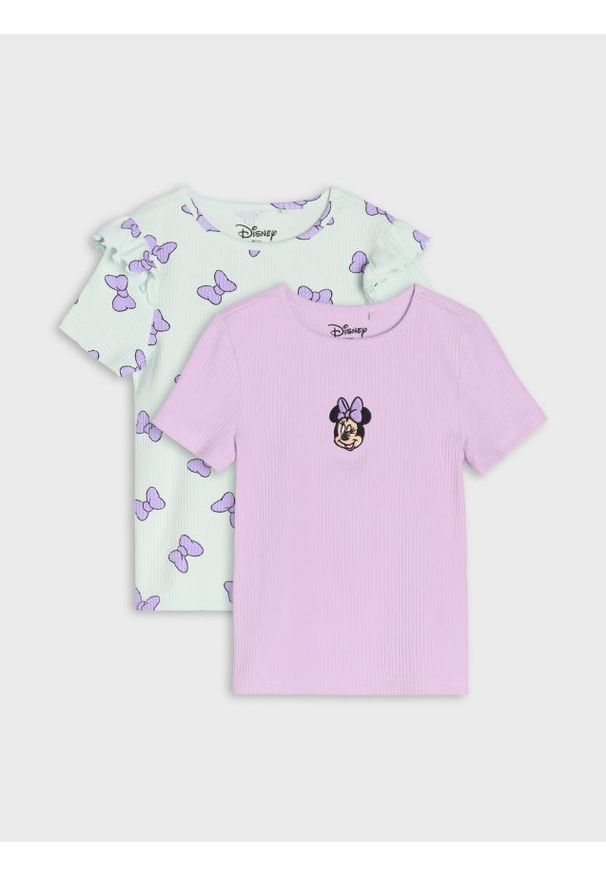 Sinsay - Koszulki z prążkowanej dzianiny 2 pack Minnie Mouse - fioletowy. Kolor: fioletowy. Materiał: dzianina, prążkowany. Wzór: motyw z bajki