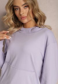 Renee - Jasnofioletowy Dzianinowy Komplet Dresowy z Bluzą i Spodniami Amlore. Kolor: fioletowy. Materiał: dresówka, dzianina. Wzór: gładki