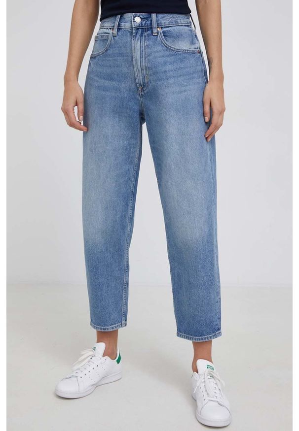 GAP Jeansy Barrel damskie high waist. Stan: podwyższony. Kolor: niebieski